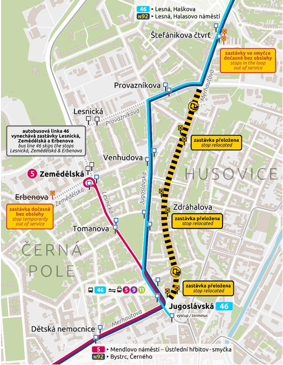 Odklon tramvaje 5